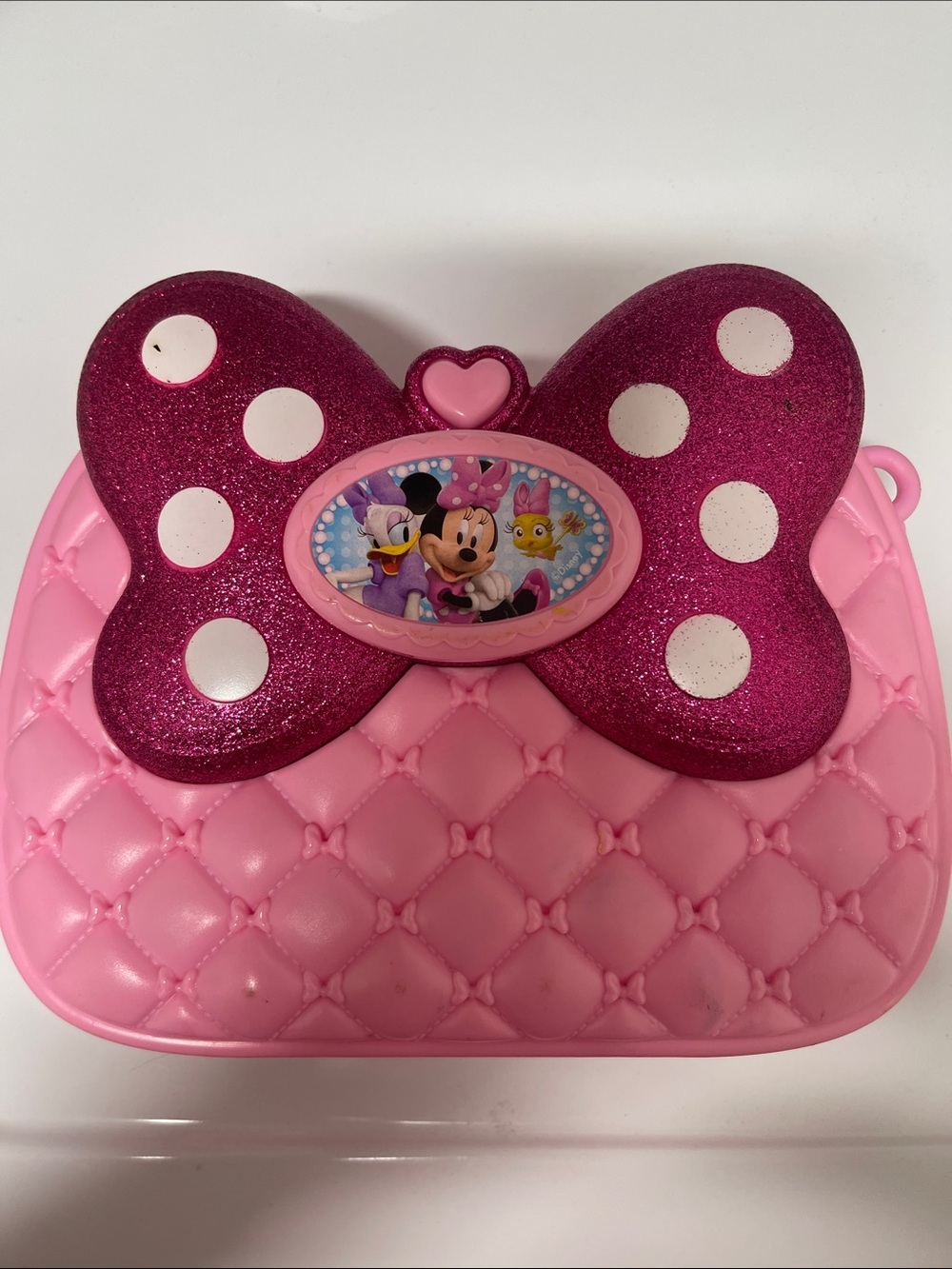 Disney Pink Kids Bow Crossbody Bag with Sparkle Polka-Dot Accent